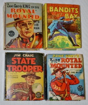 4 Big Little Books, Royal Mounted, State Trooper : 4 Big Little Books, Royal Mounted, State Trooper : 1.) Zane Grey's King of the Royal Mounted Gets His Way, 1936. 2.) Zane Grey's King of the Royal Mounted Great Jewel Mystery, 1937. 3.) Jim Craig Stat