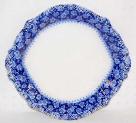 Flow Blue Round Tray, Grindley "Grace" Pattern: Flow Blue Round Tray, Grindley "Grace" Pattern: It is marked but the mark is blurred. 13 1/4" Diameter There are no condition problems.