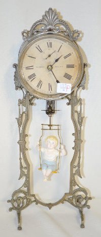 Ansonia Bobbing Doll Clock, Jumper No. 2: Ansonia Bobbing Doll Clock, Jumper No. 2: With a 1 day movement, fixed winder and a good, original dial with automatic motion. In a good looking case and frame. The clock is running at this time. (The