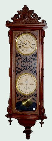 Ithaca Calendar No. 3 Vienna Clock, Walnut: Ithaca Calendar No. 3 Vienna Clock, Walnut: With a new 30 day movement; new dials and the pendulum. The case was masterfully made by Dick Broline, the owner. Not tested. 52" Long Sells as is, where is