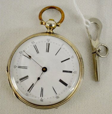 Vintage KW/KS OF Silver 35MM Pocket Watch: Vintage KW/KS OF Silver 35MM Pocket Watch: With a lever or cylinder BAR style movement and a flat dial in good condition. There is no maker's information found. The case is marked AV 28288. This clean