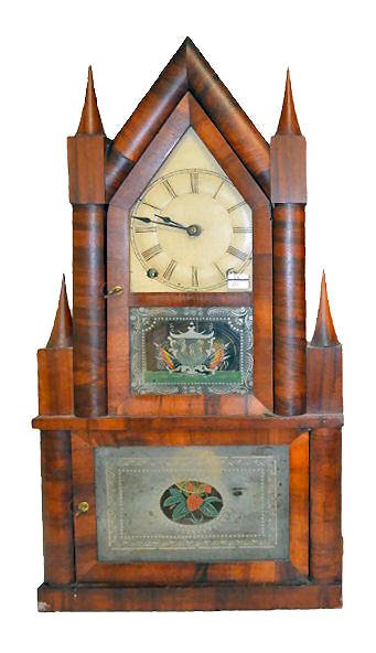 Andrews Double Steeple 8 Day T&S Clock: Andrews Double Steeple 8 Day T&S Clock; Nice reverse glasses; original dial. Sells as is, where is.