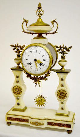 Ornate French Marble & Brass Antique Shelf Clock