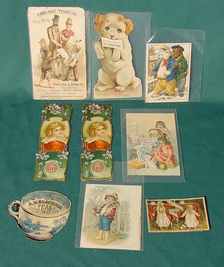 9 Piano, Organ, Shoe Advertising & Trade Cards NR: Group of 9 Piano, Organ, Shoe and misc. advertising & trade cards: 1 Estery Organ Co.; 1 The Shaw Piano; 2 Crown Pianos & Organs, 1 Kroeger Piano; 1 Chicago Tribune; 1 Chicago Corset Co.; 1 A.H. Black