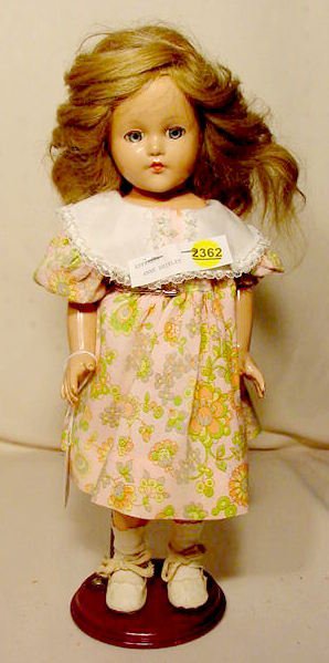Effanbee Anne Shirley All Compo Doll NR: All compo doll marked Effanbee Anne Shirley; sleep eyes; closed mouth (Crazing to face) 14 1/2" T