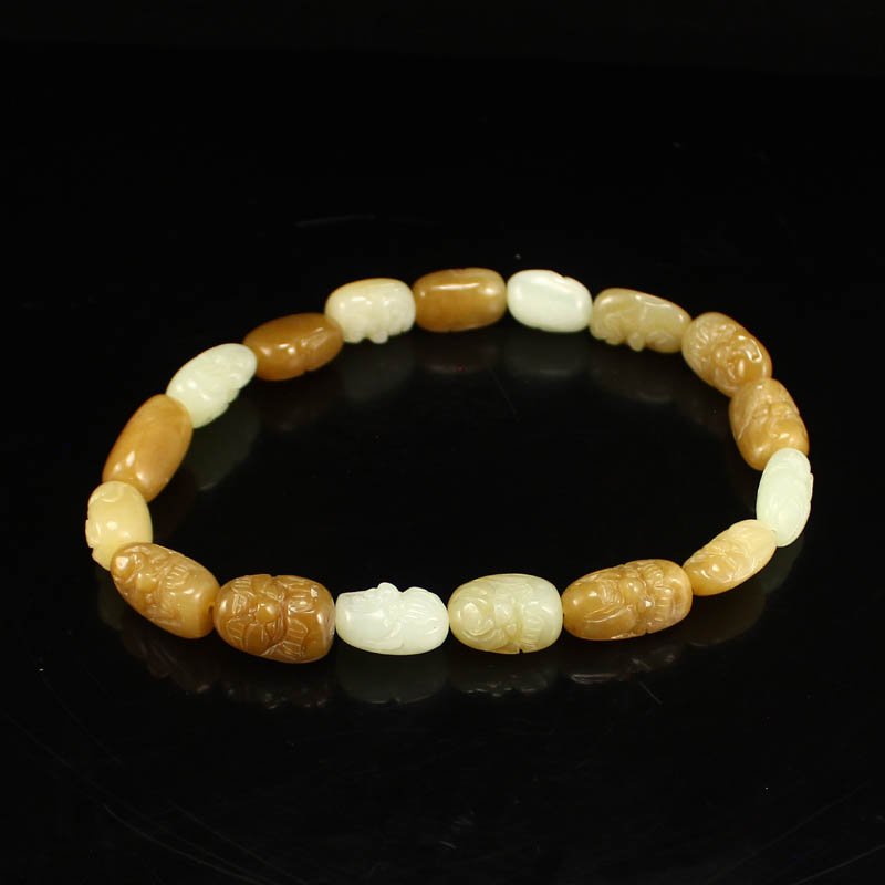 Chinese Natural Hetian Jade Arhat Heads Necklace (1 of 5)