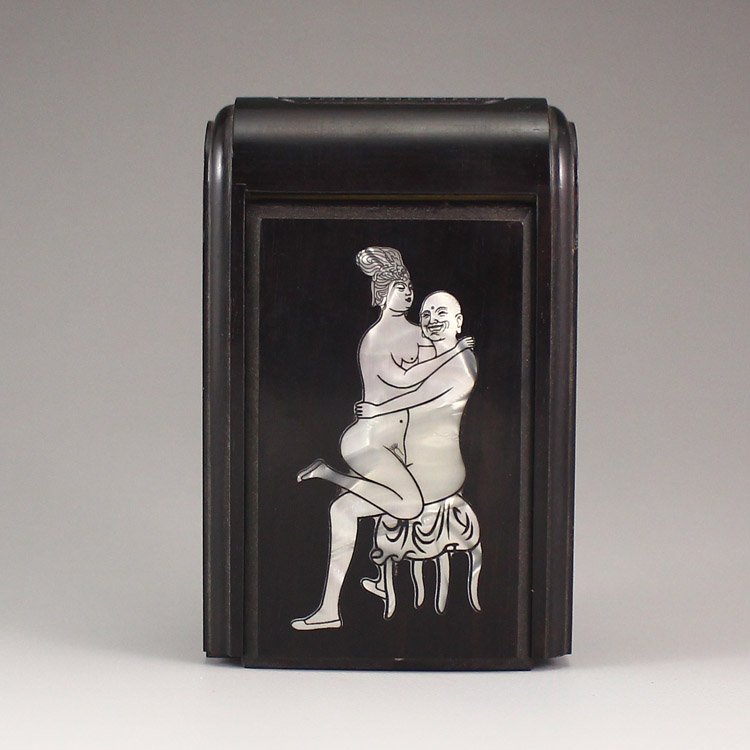 Chinese Ebony Wood Inlay Shell Cricket Cage (1 of 8)