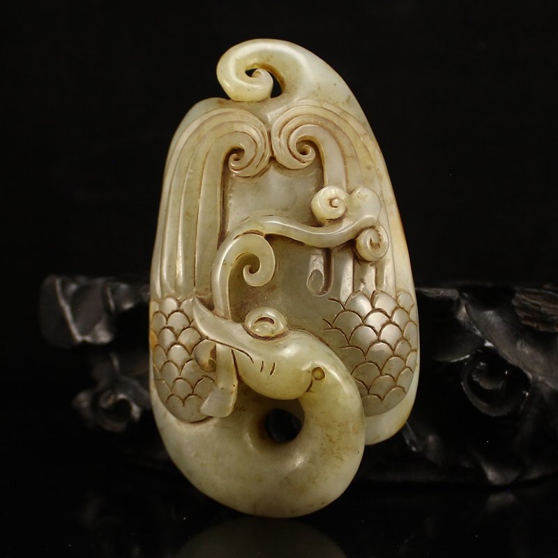 Vintage Chinese Hetian Jade Ruyi Goose Pendant (1 of 6)