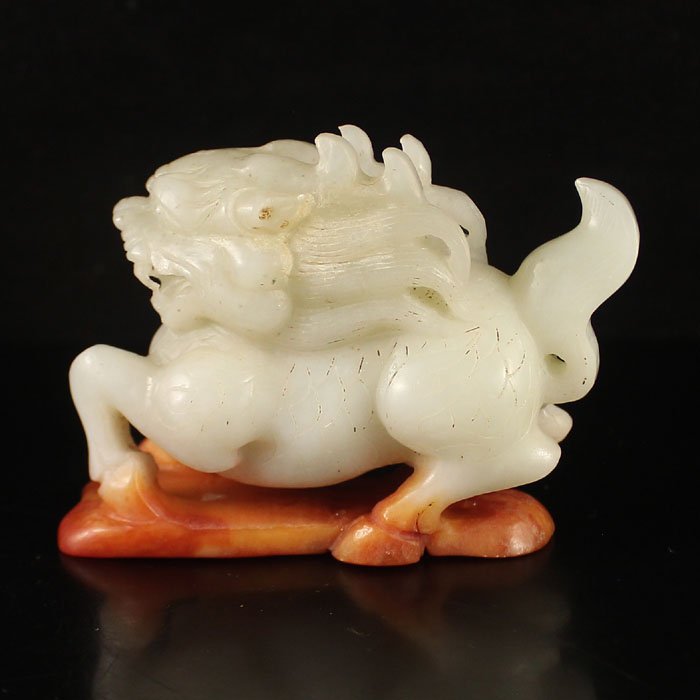 Vintage Chinese Hetian Jade Statue - Kylin (1 of 7)