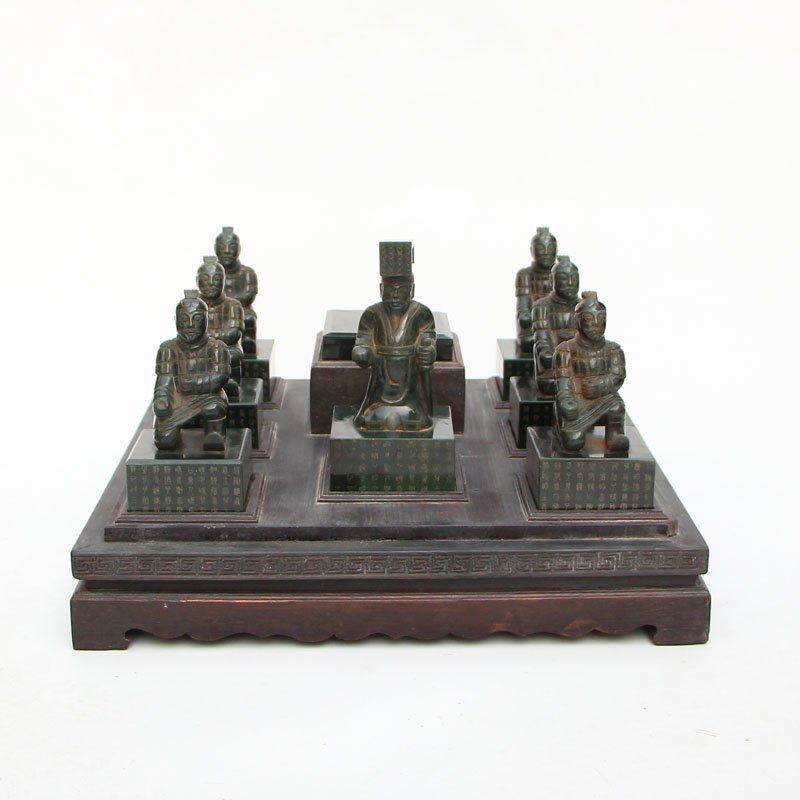 Chinese Qing Dynasty Hetian Jade Seals w Zitan Wood Box (1 of 10)