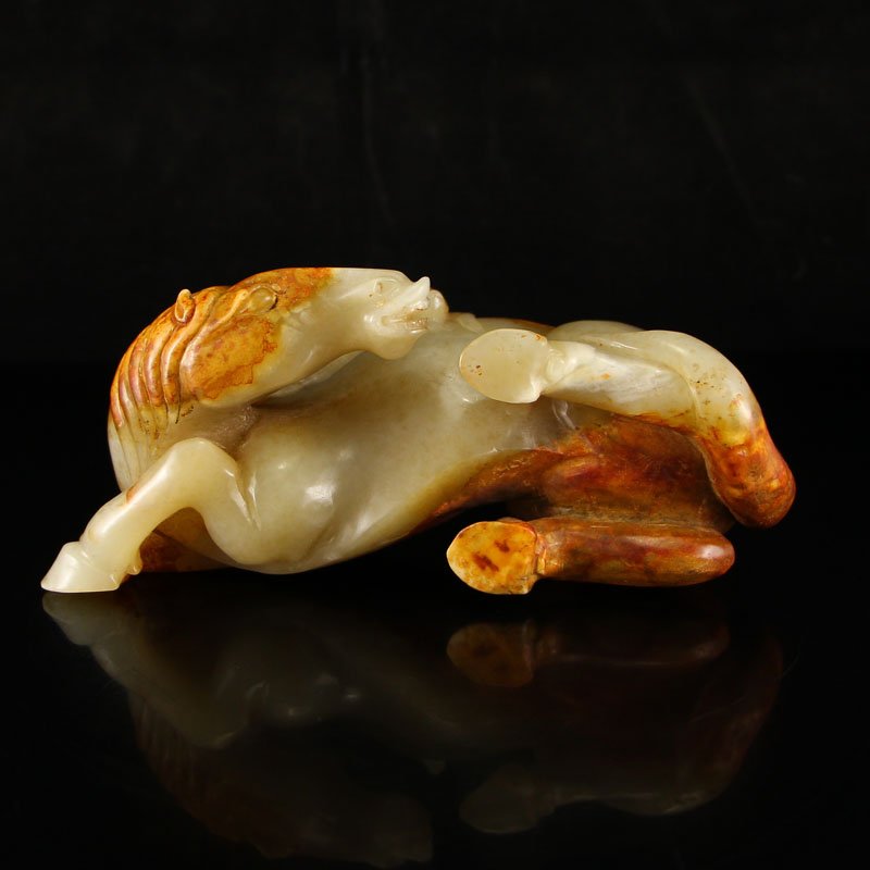 Vintage Chinese Hetian Jade Statue - Horse & Monkey (1 of 9)