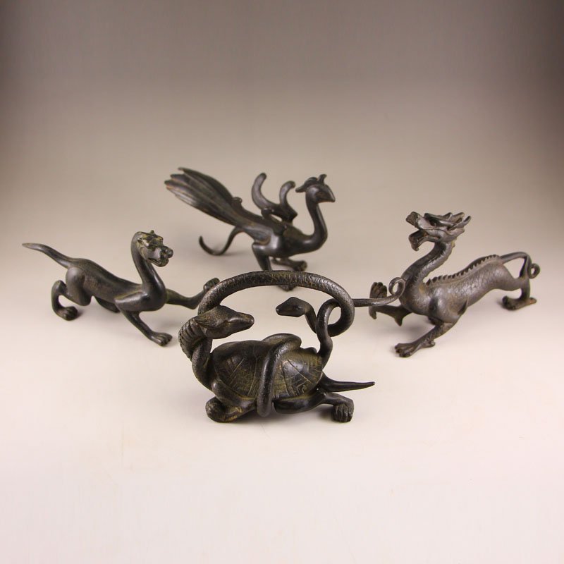 Vintage Chinese Bronze Four Mythical Animals Statue (1 of 10)