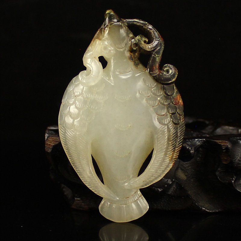Vintage Chinese Hetian Jade Pendant - Ruyi Bird (1 of 7)
