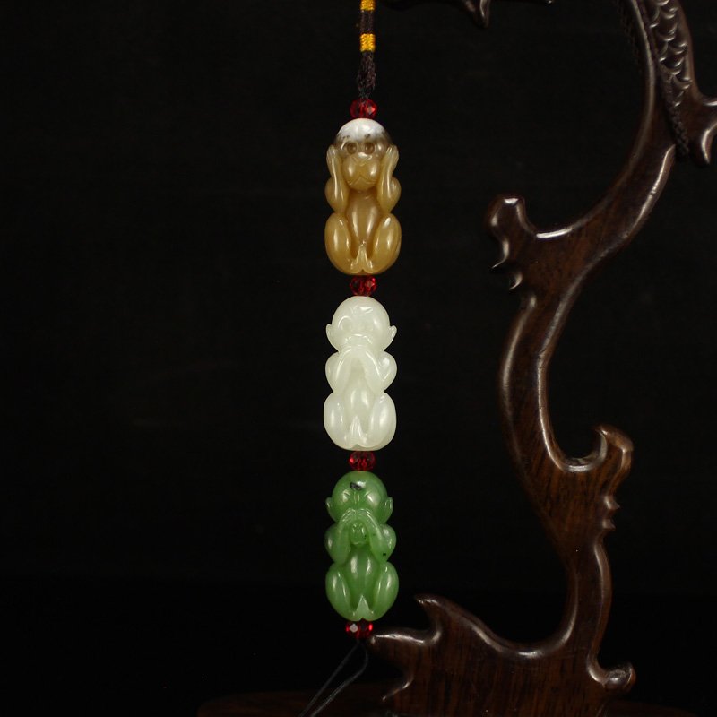 Chinese Hetian Jade Pendant - Three Monkey (1 of 8)
