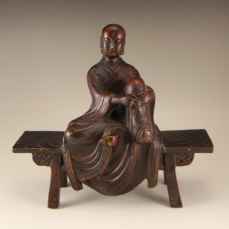 Chinese Bronze Sitting Buddha Statue (1 of 7)