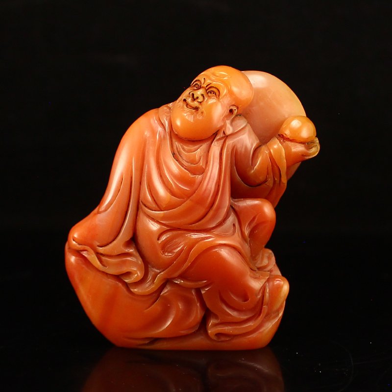 Chinese Shoushan Stone Arhat Seal Statue (1 of 7)