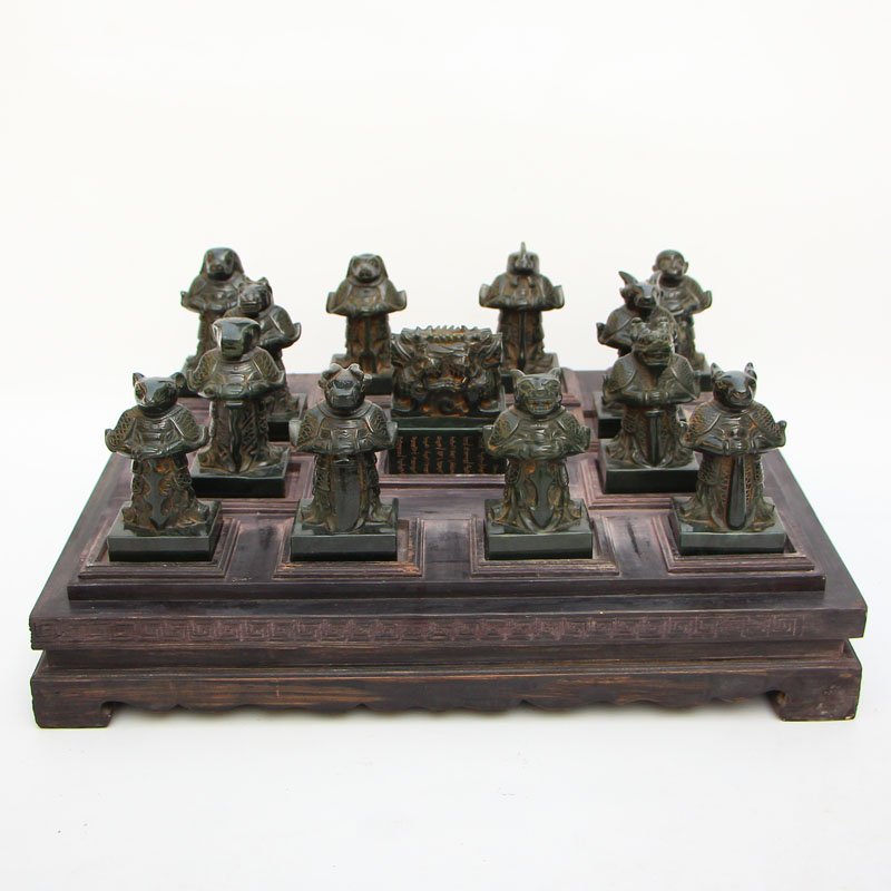 Chinese Qing Dynasty Hetian Jade Seals w Zitan Wood Box (1 of 10)