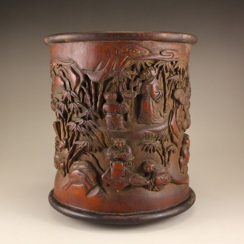 Chinese Qing Dynasty Bamboo Root Brush Pot (1 of 9)