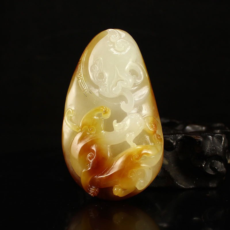 Chinese Natural Hetian Jade Chi Dragon Pendant (1 of 6)