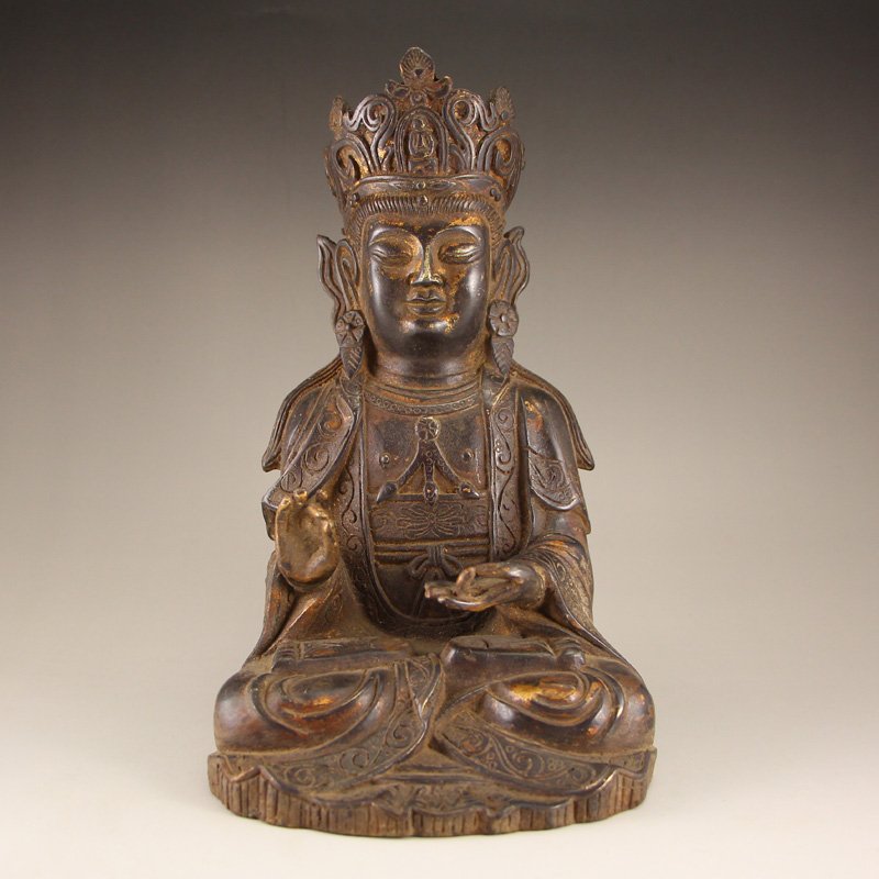 Vintage Chinese Bronze Buddhism Bodhisattva Statue (1 of 9)