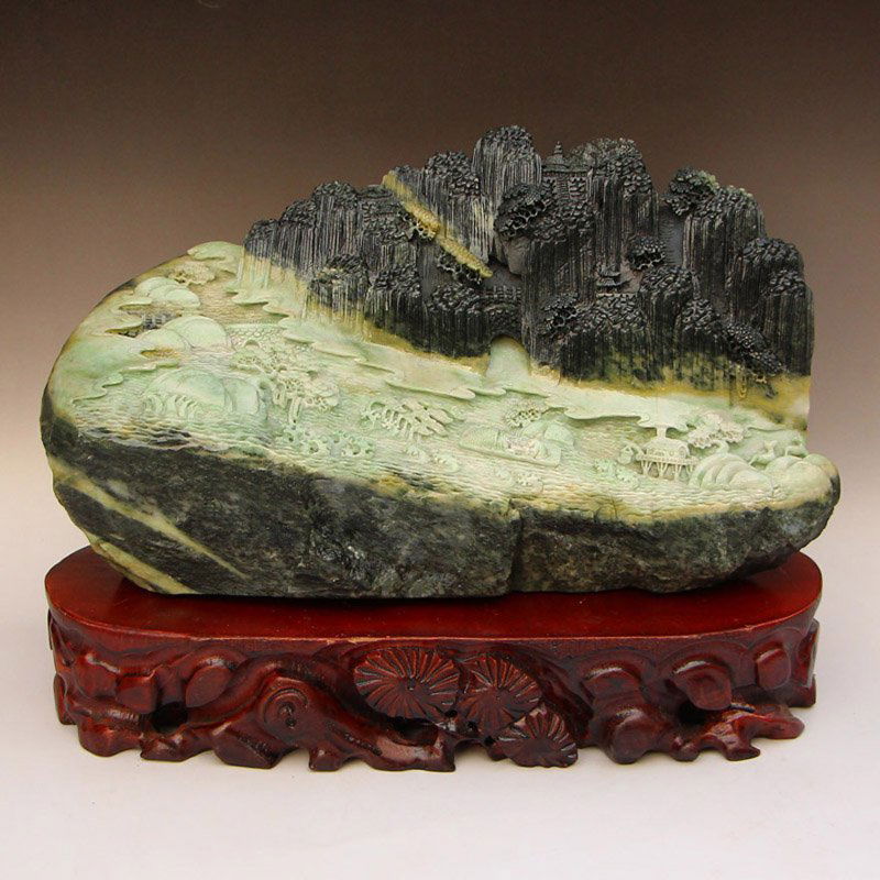 Chinese Dushan Jade Statue - Mountain River Scenery (1 of 8)