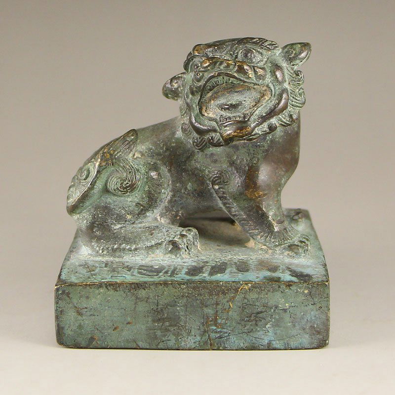Chinese Qing Dynasty Bronze Foo Dog Seal (1 of 5)