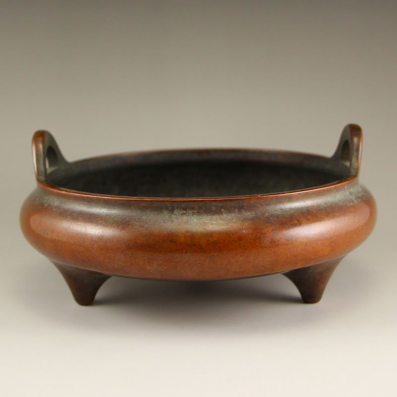 Chinese Ming Dy Red Copper Double Ears Incense Burner (1 of 6)