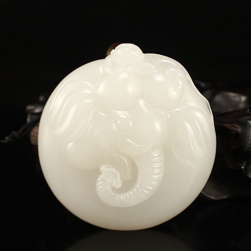 Chinese Natural Hetian Jade Pendant - Monkey & Elephant (1 of 7)