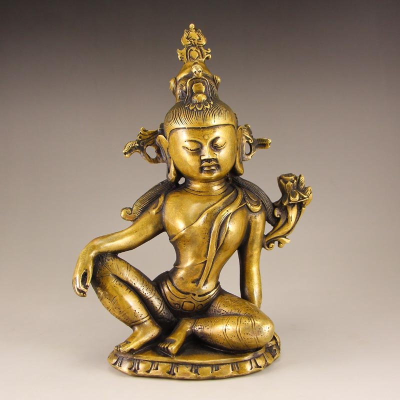 Vintage Chinese Tibet Brass Tara Statue (1 of 6)