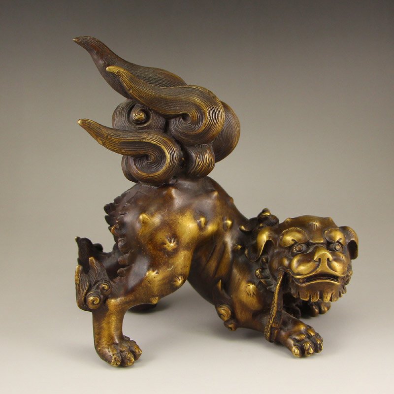 Vintage Chinese Brass Lion Statue (1 of 6)