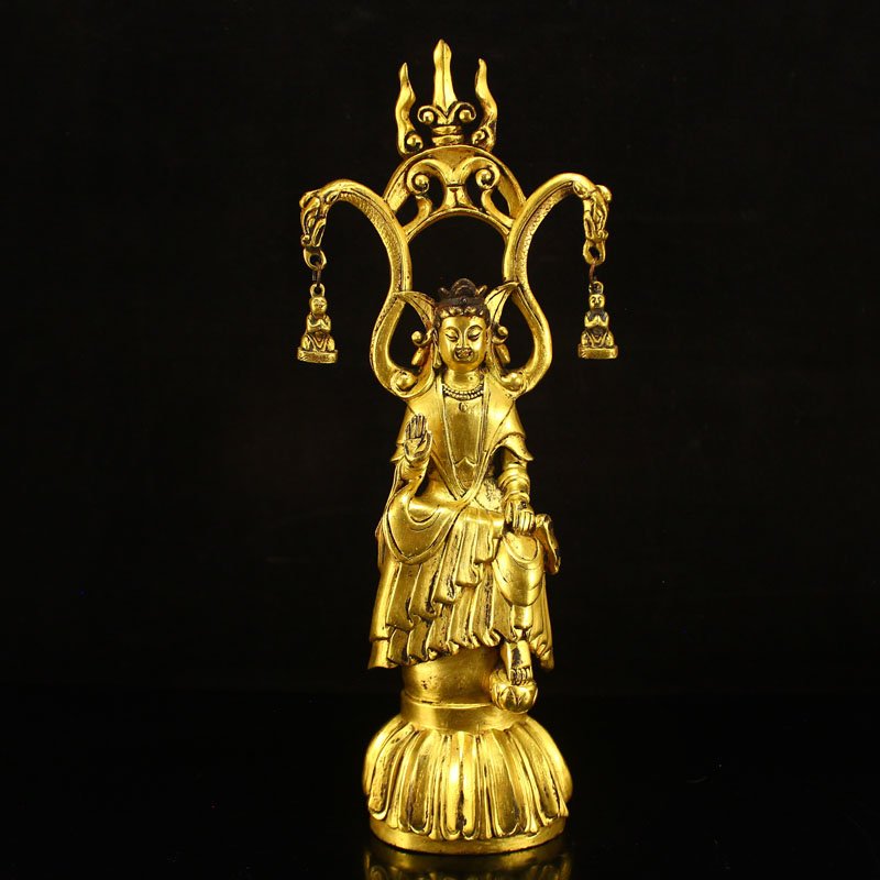Chinese Bei Wei Gilt Gold Bronze Bodhisattva Statue (1 of 7)