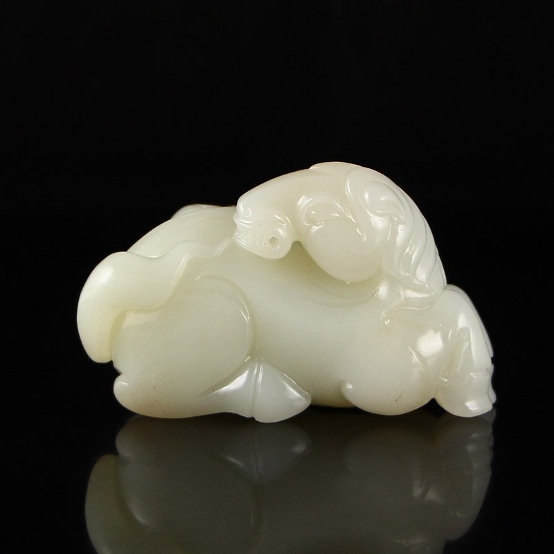 Chinese Natural Hetian Jade Statue - Monkey & Horse (1 of 7)