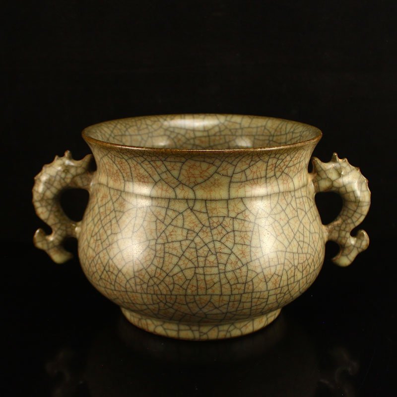 Chinese Ge Kiln Double Ears Porcelain Incense Burner (1 of 6)