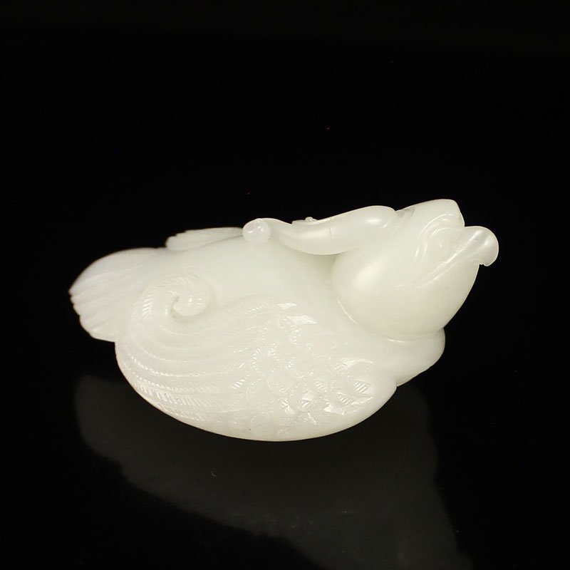 Chinese Natural White Hetian Jade Bird Pendant (1 of 6)