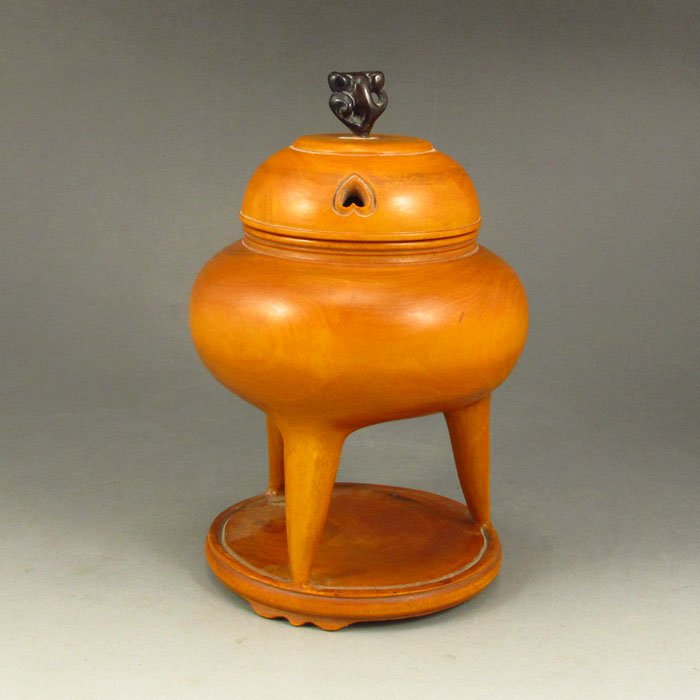 Chinese Boxwood Wood Inlay Ebony Wood Incense Burner (1 of 7)