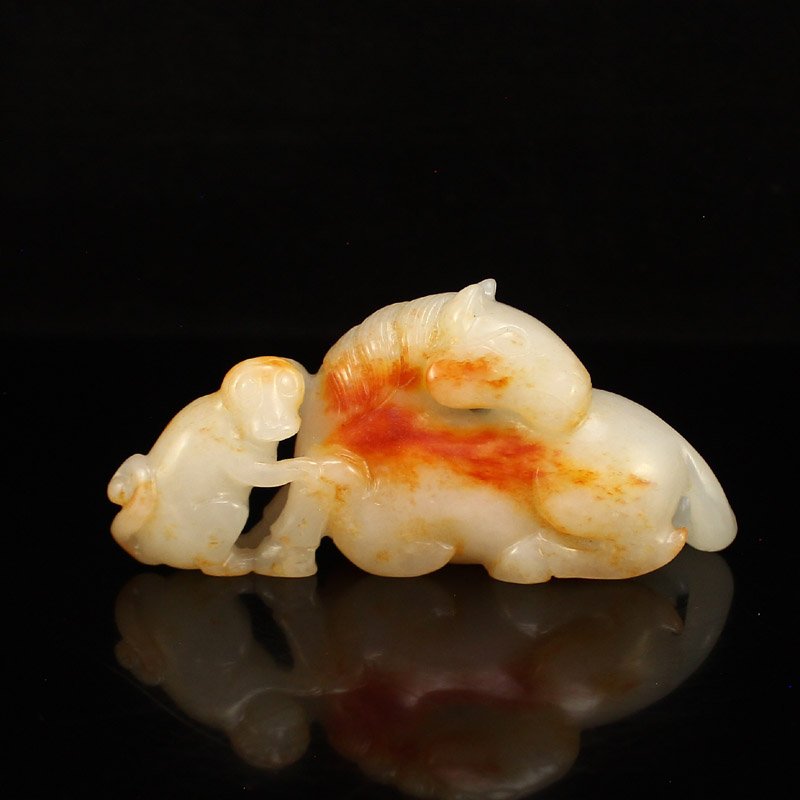 Vintage Chinese Hetian Jade Pendant - Monkey & Horse (1 of 6)