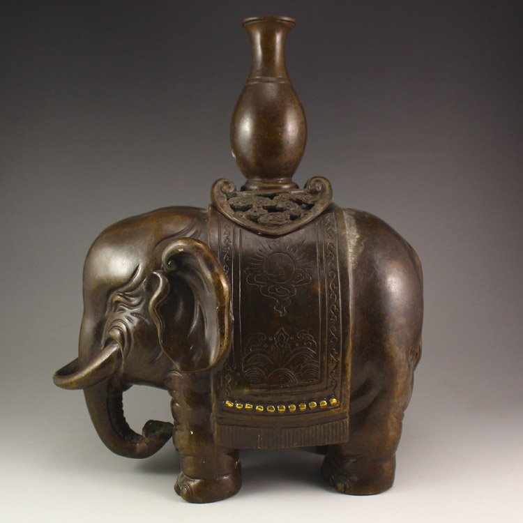 Vintage Chinese Bronze Elephant Incense Burner (1 of 9)