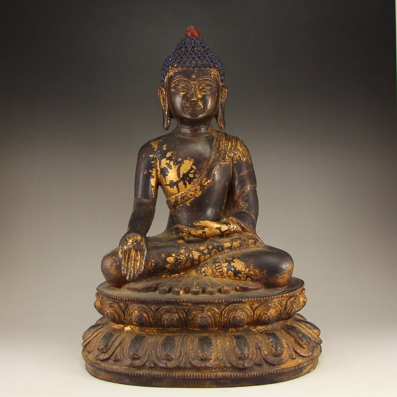 China Ming Dy Gilt Gold Bronze Siddhartha Buddha Statue (1 of 9)