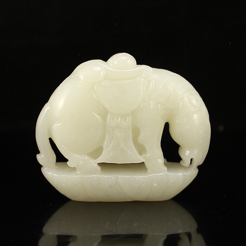 Chinese Natural Hetian Jade Horse & Monkey Pendant (1 of 9)
