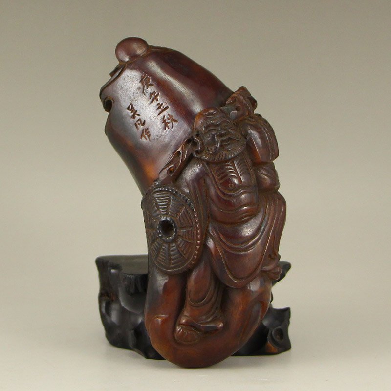 Vintage Chinese Ox Horn Dharma Pendant (1 of 6)