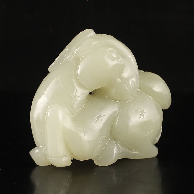 Chinese Natural Hetian Jade Monkey & Horse Statue (1 of 7)
