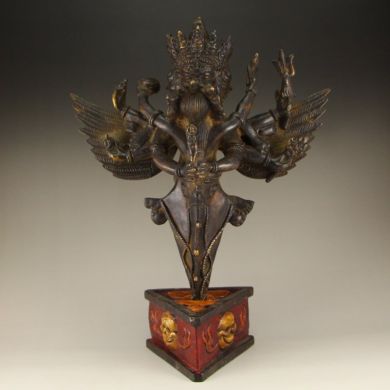 Old Tibet Bronze Chakrasamvara Pestle JiangMo Statue (1 of 8)