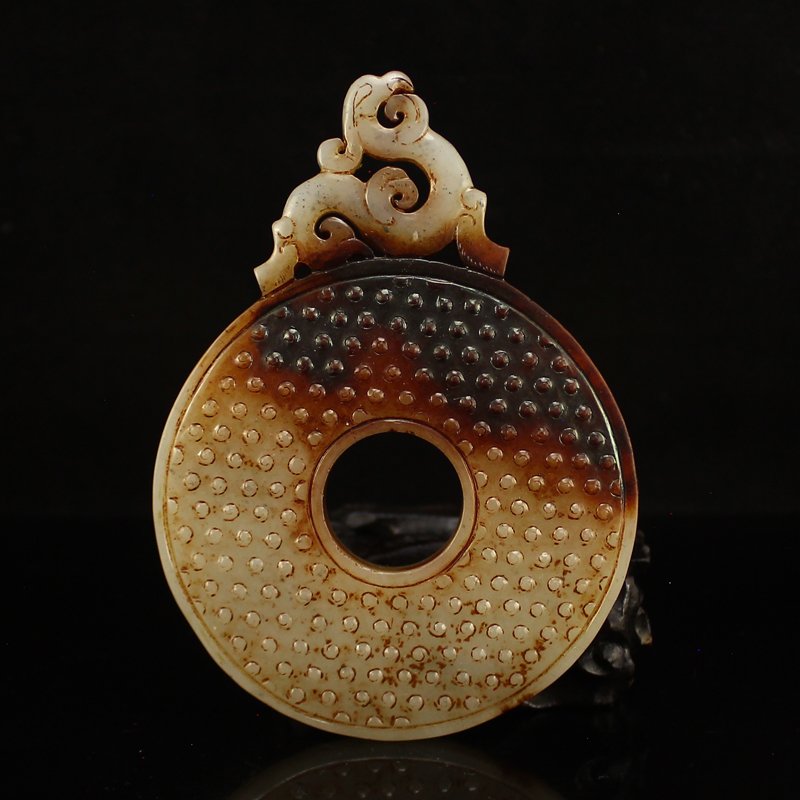 Vintage Chinese Hetian Jade Bi Pendant (1 of 6)