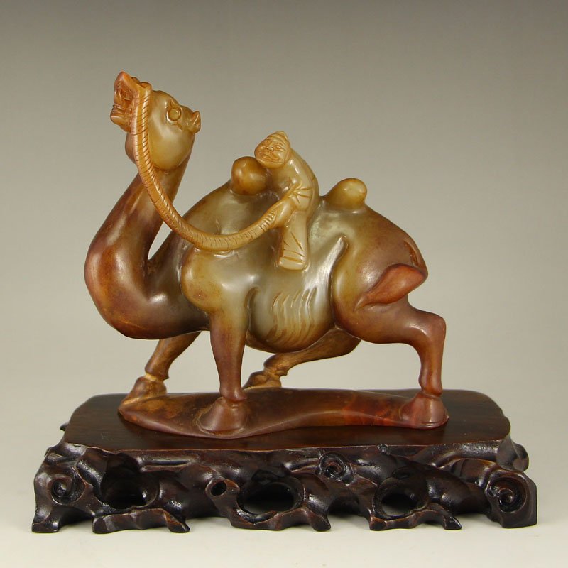 Vintage Chinese Hetian Jade Statue - Camel & Old Man (1 of 7)