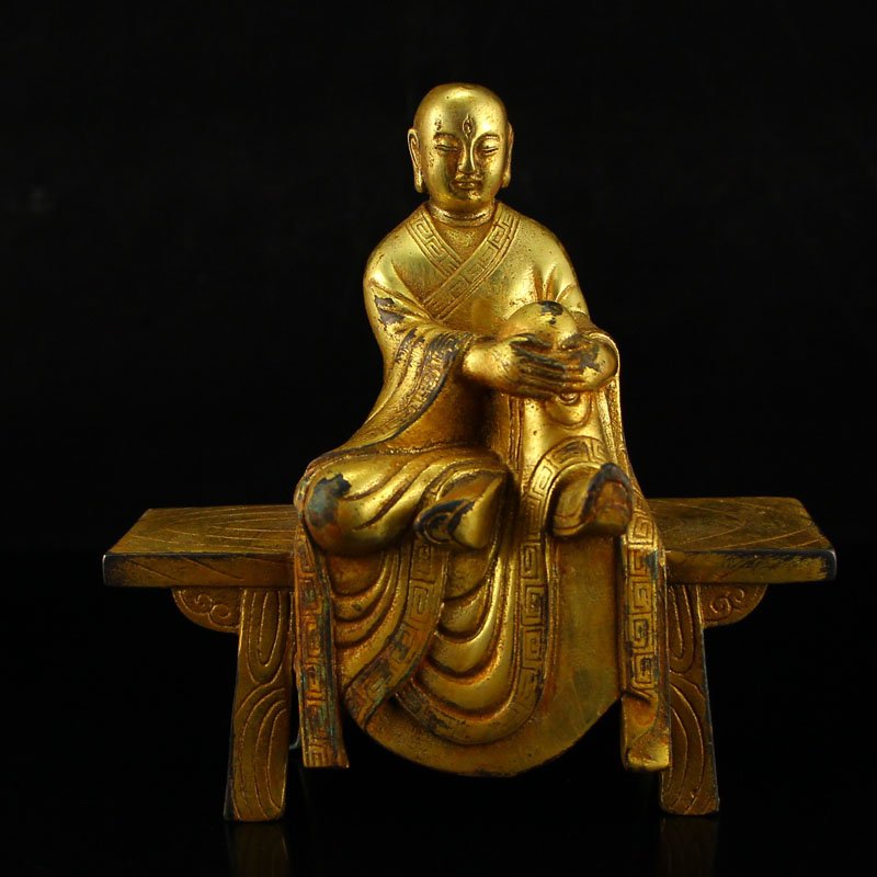 Chinese Gilt Gold Bronze Sitting Buddha Statue (1 of 6)