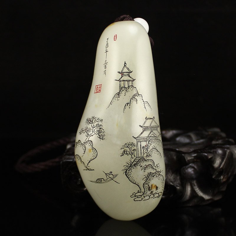 Superb Chinese Hetian Jade Original Stone Pendant (1 of 7)