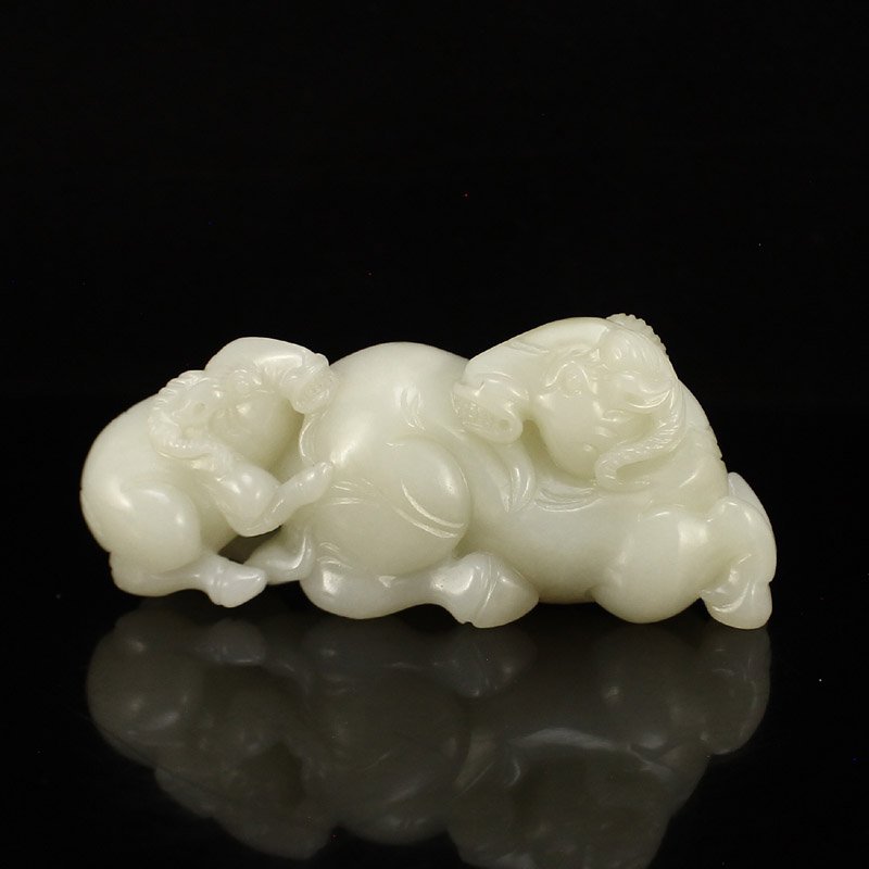 Superb Chinese Hetian Jade Lucky Sheeps Statue (1 of 8)