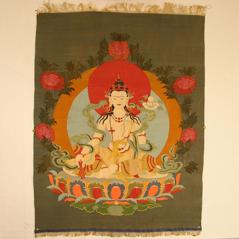 Vintage Tibet Temple Silk Thangka - White Tara (1 of 10)