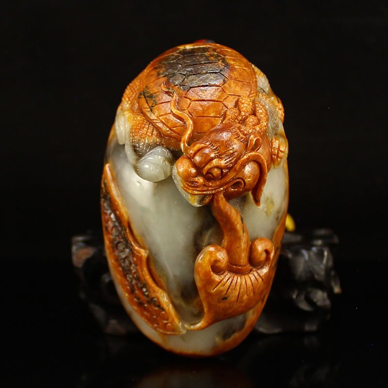 Superb Chinese Hetian Jade Dragon Turtle Pendant (1 of 6)