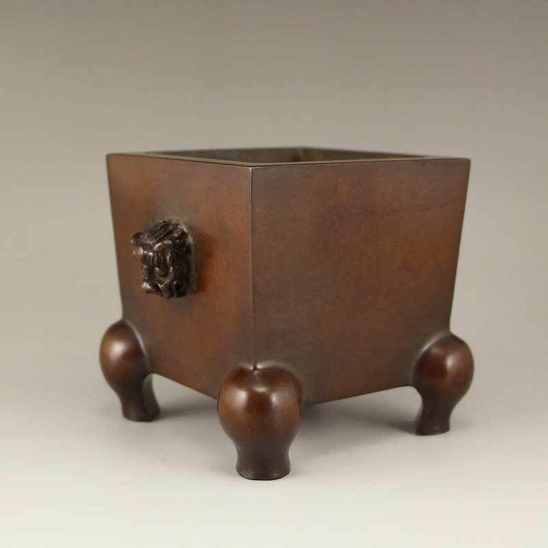 Vintage Chinese Red Copper 4 Legs Incense Burner (1 of 8)